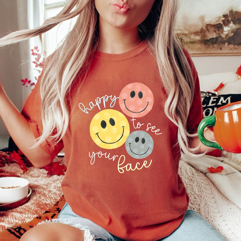 Happy To See Your Face Shirt, Back To School Teacher Shirt, Shirts for Teachers, Teacher Life Shirt,Teacher Appreciation, New Teacher Gifts TD1308 01