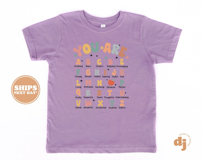 Back to School Shirt - You Are Alphabet Kids Shirt - First Day of School Natural Retro Toddler & Youth Tee 
 TD1308 10