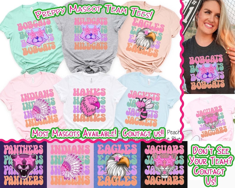 Preppy Star Eyes Favorite Team Tshirt, Team Mascot Shirt, School Team Tee, Favorite Team Shirt, School logo shirt, Custom Sweatshirt Upgrade SC0808 12