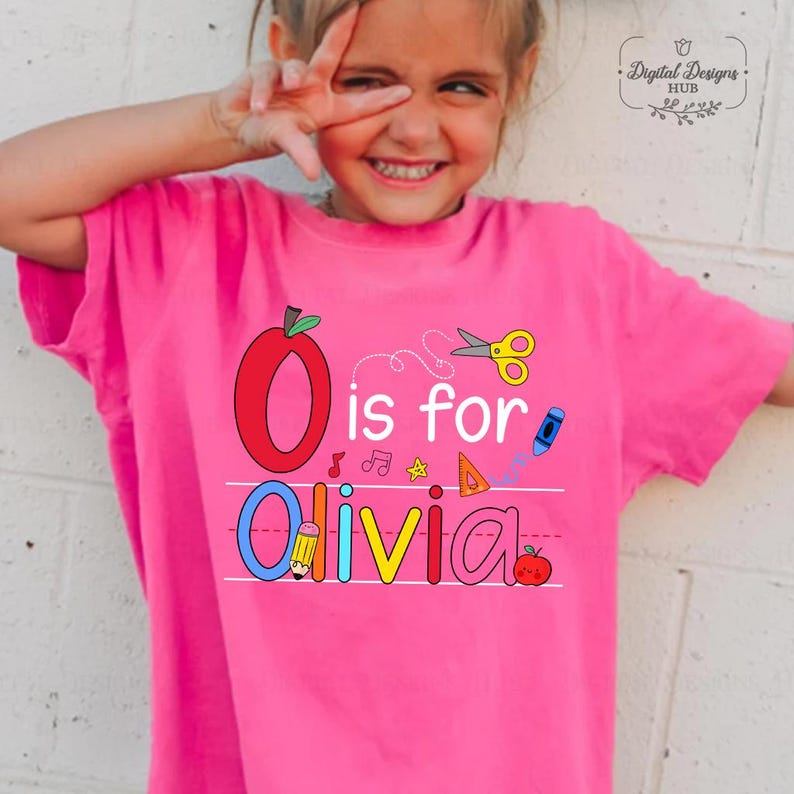 Custom Kids Name Shirt For Back To School ,Custom Alphabet Shirt, Custom First Day Of School Kid Shirt, 1st Day Of School Shirt TD0908 05