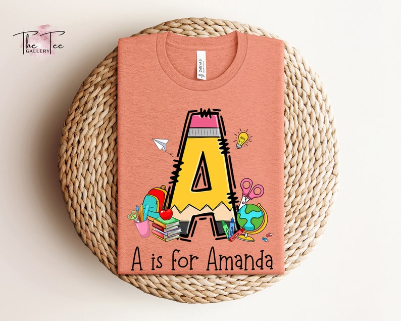 Kids Alphabet Shirt, Personalized Kids Shirt, Custom Name School Shirt, Back to School Gift For Students,Gift For Kids,School Shirt For Kids TD0908 06