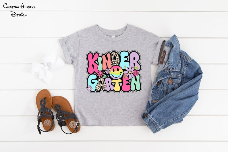 Kindergarten Shirt, Back to School Shirt, Smile Face Kindergarten Shirt, Elementary School Shirt, Smile Face Kindergarten Teacher Shirt 
