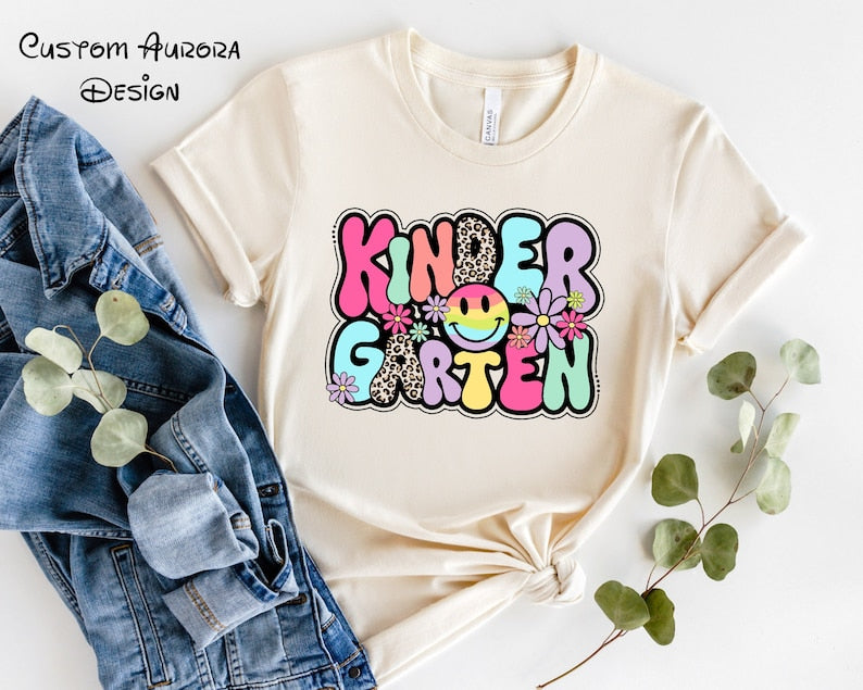 Kindergarten Shirt, Back to School Shirt, Smile Face Kindergarten Shirt, Elementary School Shirt, Smile Face Kindergarten Teacher Shirt 
