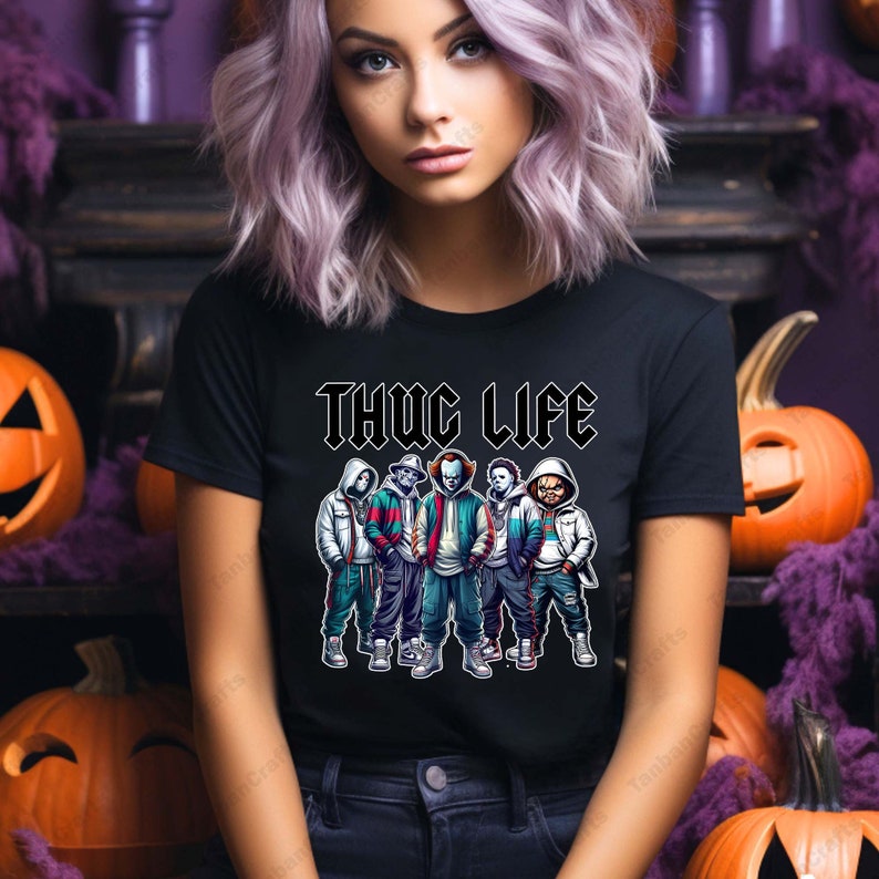 Thug Life Horror Movie Shirt, Friends Horror Characters Shirt, Horror Movie Killers Shirt, Scary Shirt, Halloween Shirt, Friend Horror Shirt HW0808 06