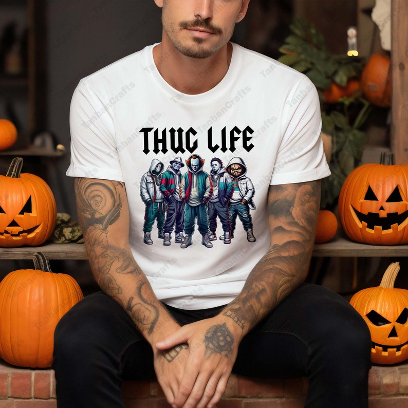 Thug Life Horror Movie Shirt, Friends Horror Characters Shirt, Horror Movie Killers Shirt, Scary Shirt, Halloween Shirt, Friend Horror Shirt HW0808 06