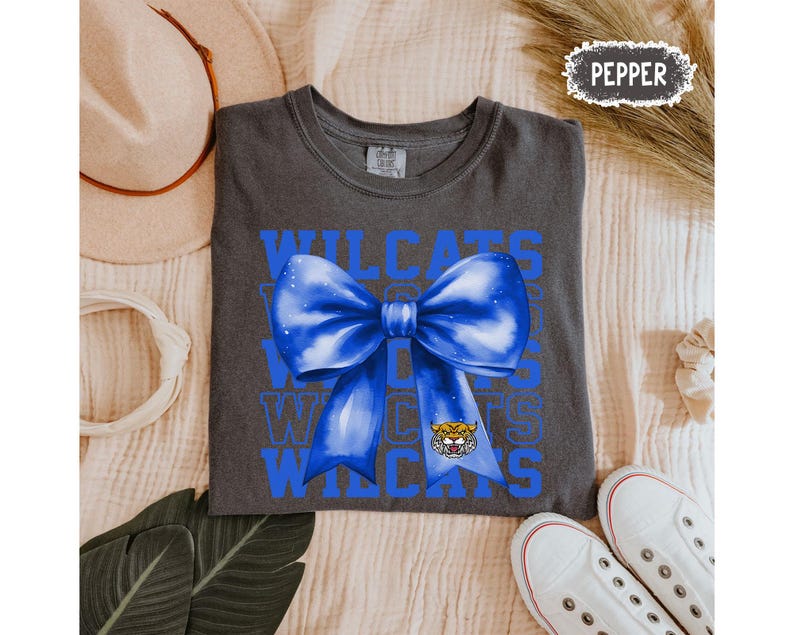 Personalized Team Mascot Bow Shirt, Game Day Shirt, Coquette Bow School Spirit Shirt, Footbal Team Shirt, Cheer Mascot, Sport Mom Shirt TD1508 01