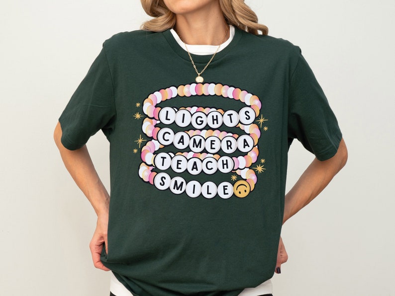 Lights Camera Teach Smile Shirt, Teacher Groovy Shirt, Back To School Shirt, First Day of School Teacher Shirt, Teacher Appreciation Shirt TD1308 15