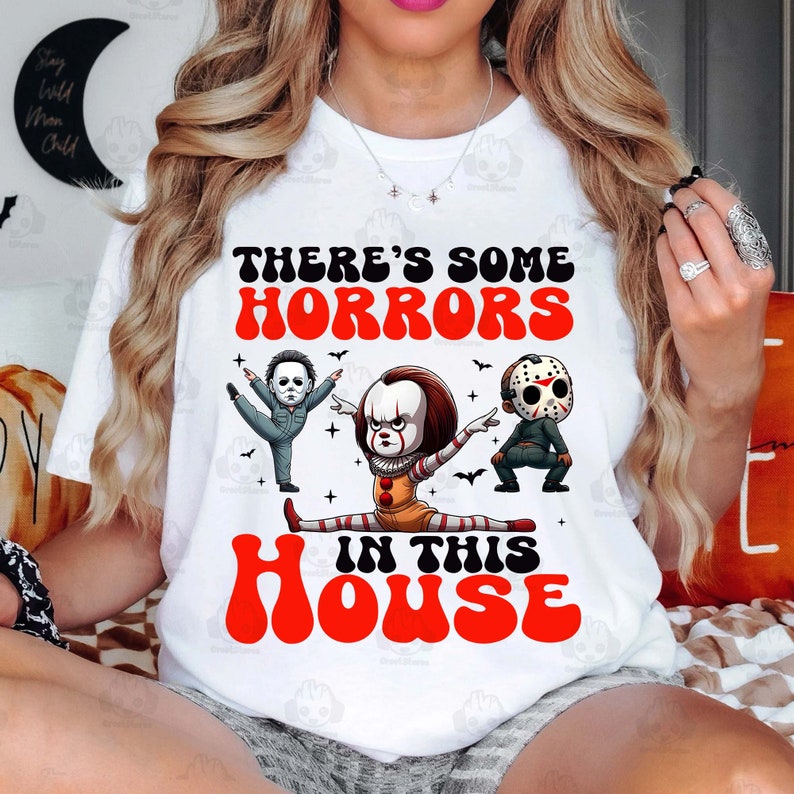 There's Some Horrors In This House Sweat Png Bundle, Funny Halloween Png, Funny Pumpkin Hoodie Design, Horror House Sweat Png, Digital File 
 HW1408 06