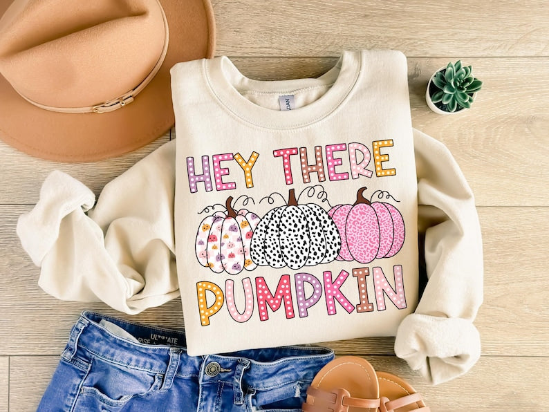 Hey There Pumpkin Shirt, Retro Fall Shirt, Pumpkins Shirt, Fall T Shirt Design, Thanksgiving Shirt, Dalmatian Doodle Shirt, Sublimation, gift 
 TD1508 21