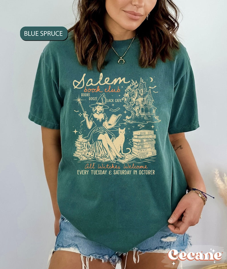 Salem Book Club Shirt, Bookish Halloween Shirt, Spooky Reader Shirt, Funny Book Lover, Salem Witches Shirt, Spooky Season Thriller Reader
