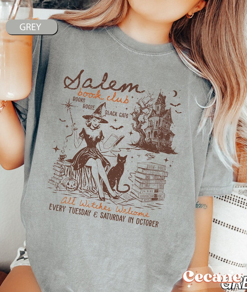 Salem Book Club Shirt, Bookish Halloween Shirt, Spooky Reader Shirt, Funny Book Lover, Salem Witches Shirt, Spooky Season Thriller Reader
