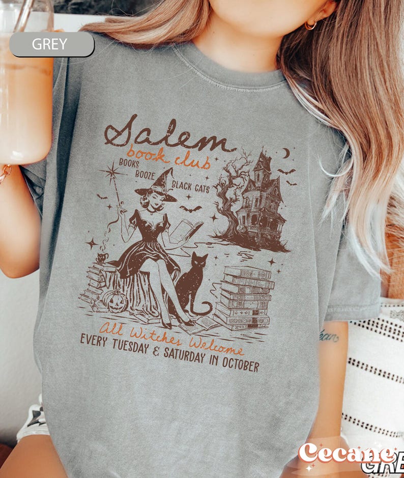 Salem Book Club Shirt, Bookish Halloween Shirt, Spooky Reader Shirt, Funny Book Lover, Salem Witches Shirt, Spooky Season Thriller Reader HW1408 17