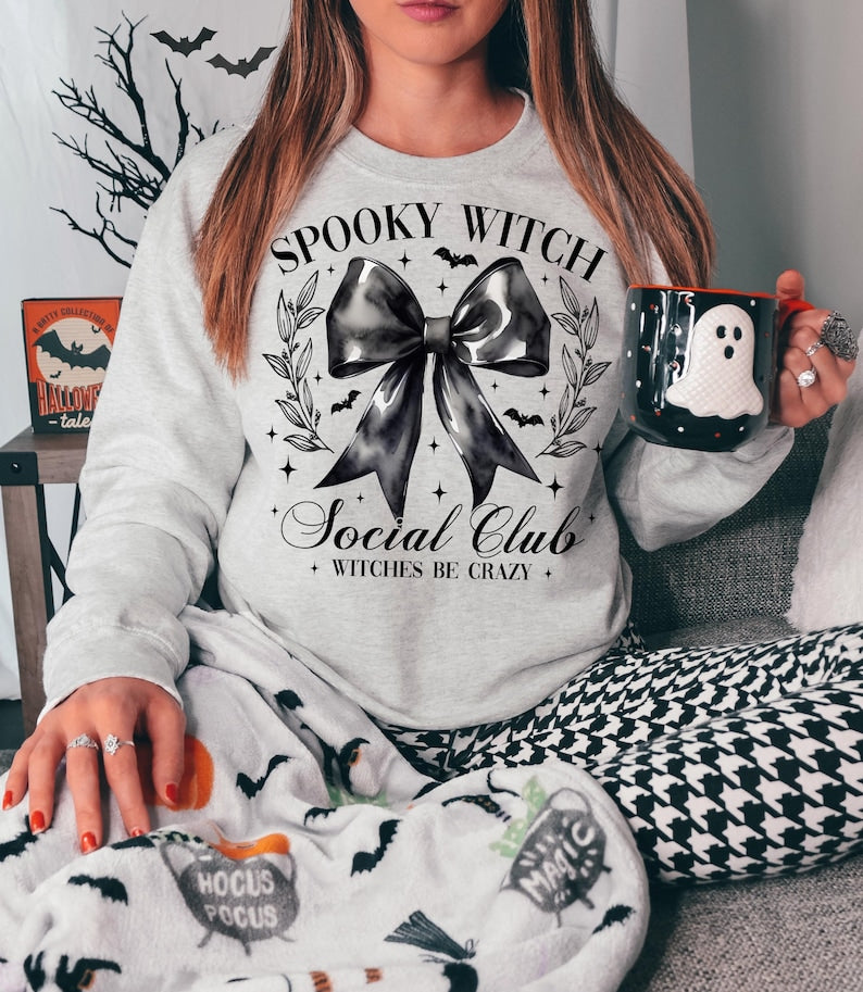 Coquette Halloween Shirt, Spooky Witch Social Club Shirt, Retro Halloween Shirt, Spooky Season Shirt, Witch Shirt, Sublimation T Shirt Design TD1508 15