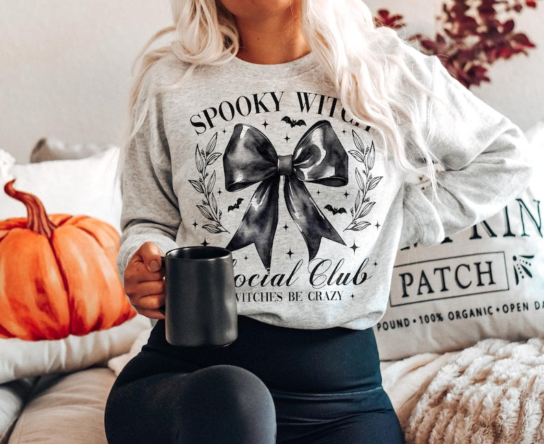 Coquette Halloween Shirt, Spooky Witch Social Club Shirt, Retro Halloween Shirt, Spooky Season Shirt, Witch Shirt, Sublimation T Shirt Design TD1508 15