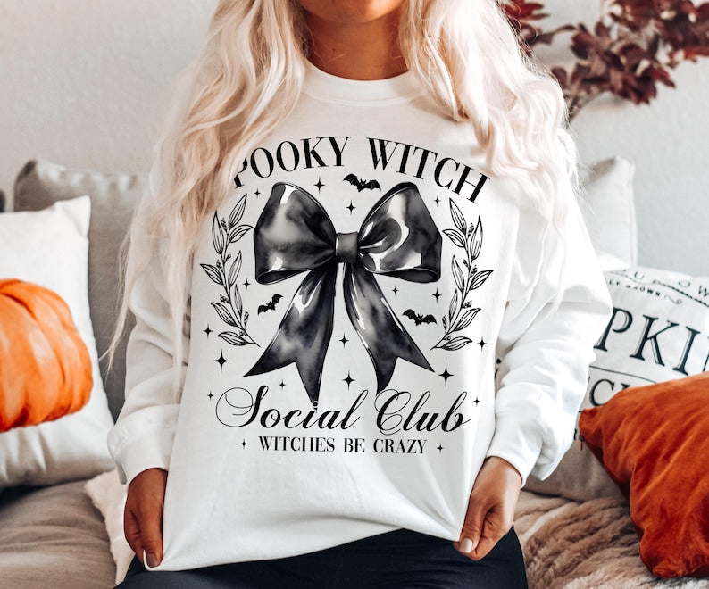 Coquette Halloween Shirt, Spooky Witch Social Club Shirt, Retro Halloween Shirt, Spooky Season Shirt, Witch Shirt, Sublimation T Shirt Design TD1508 15