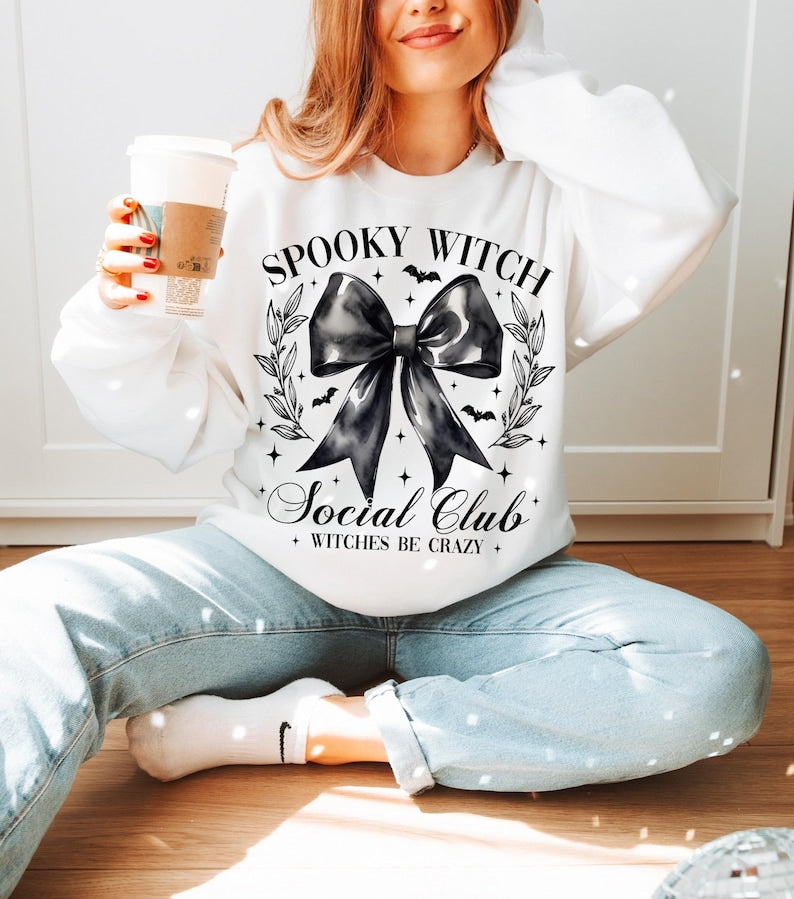 Coquette Halloween Shirt, Spooky Witch Social Club Shirt, Retro Halloween Shirt, Spooky Season Shirt, Witch Shirt, Sublimation T Shirt Design TD1508 15