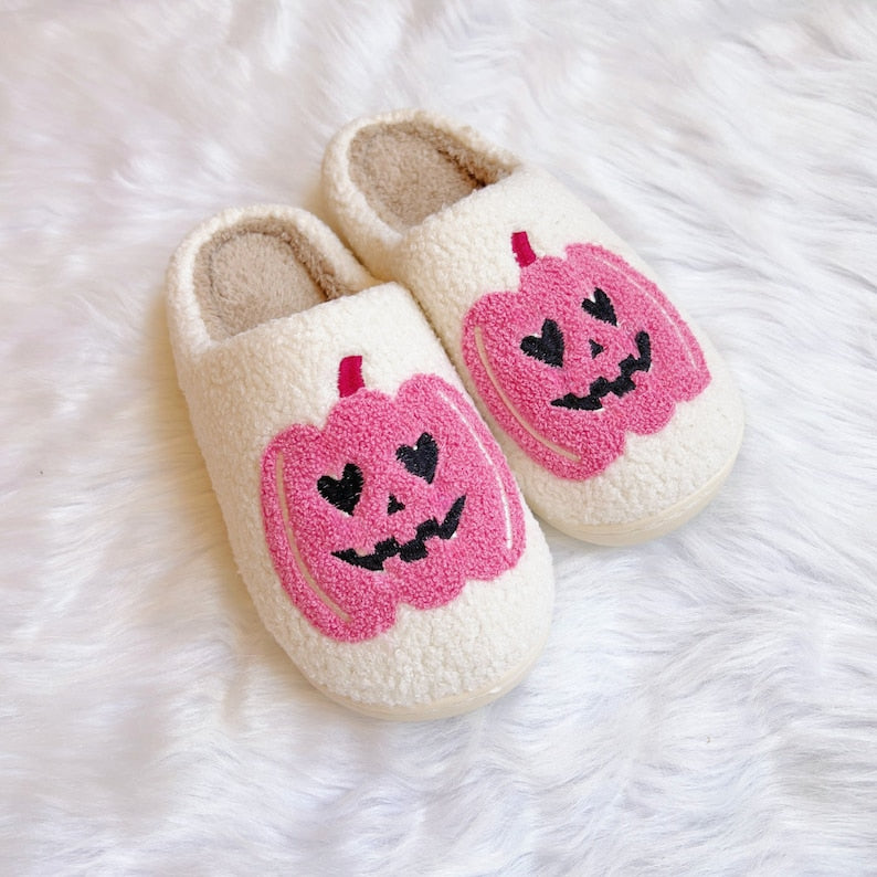 Pink Pumpkin Slippers|Pink Halloween|Halloween Slippers Girls|Fall Slippers|Pink Lover|Retro Halloween Slippers|Girly Halloween|Christmas SP0708 03
