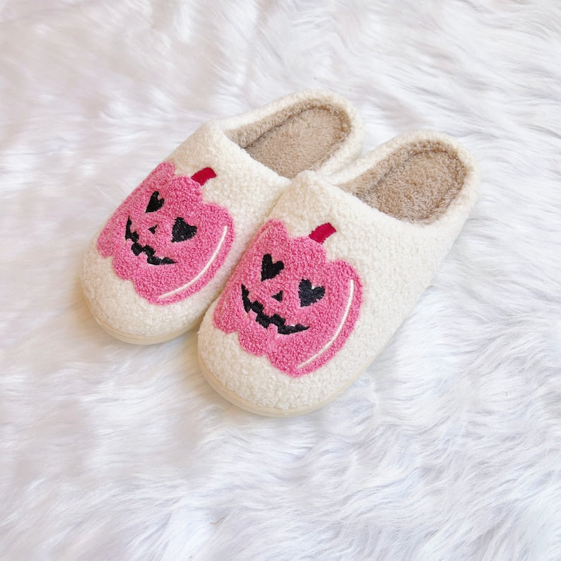 Pink Pumpkin Slippers|Pink Halloween|Halloween Slippers Girls|Fall Slippers|Pink Lover|Retro Halloween Slippers|Girly Halloween|Christmas SP0708 03