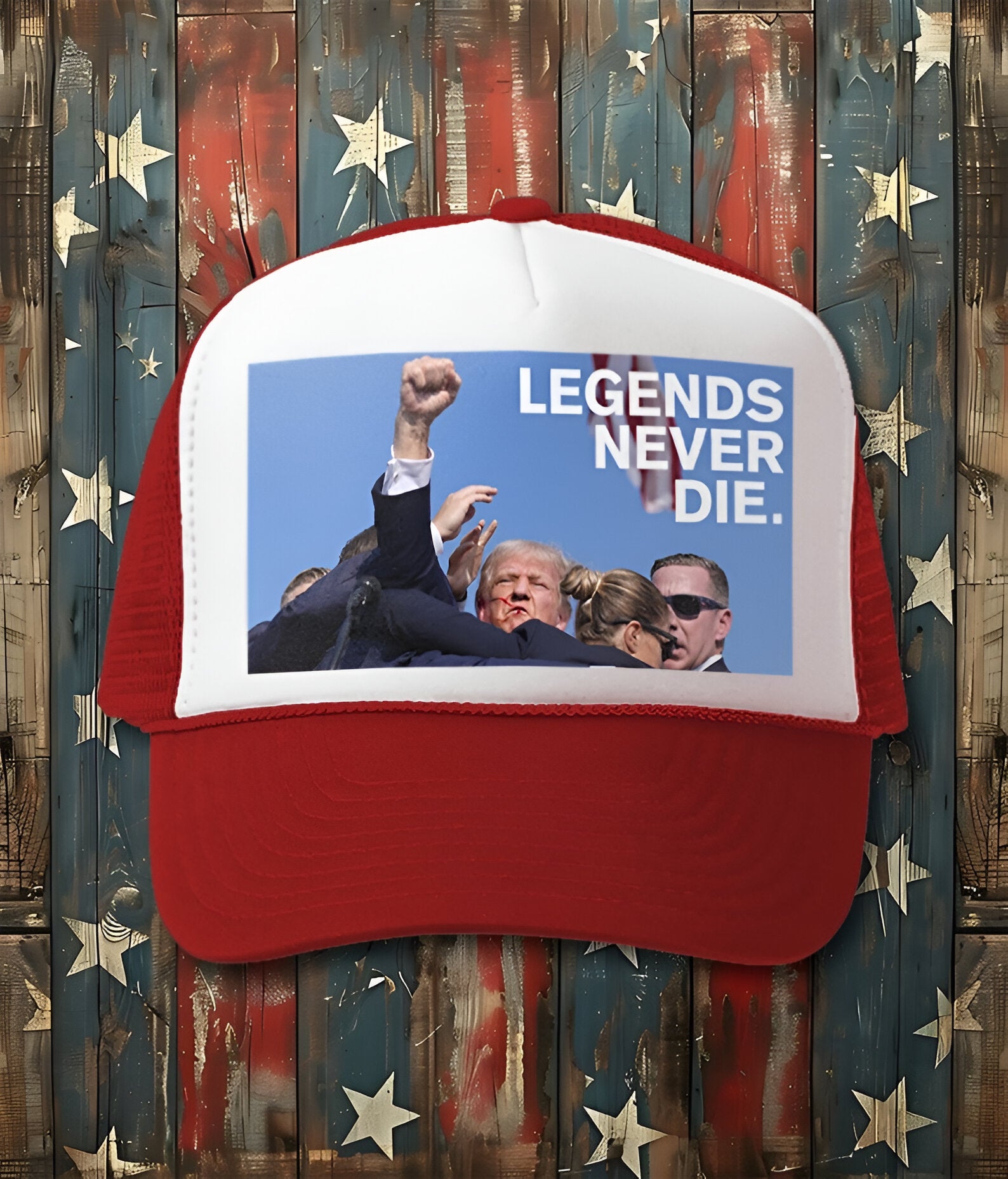 Never Surrender Trump Hat Pennsylvania Rally Image Hat Patriotic Political Adjustable Cap for Men and Women Presidential Trump Shot Hat Tu2