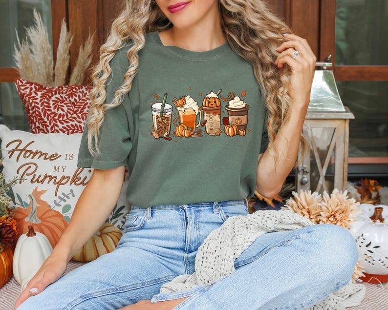 Fall Coffee Pumpkin Shirt, Coffee Latte Shirt,Halloween Shirt, Fall Shirt,Retro Halloween Shirt,Pumpkin Shirt 
 TD1508 07