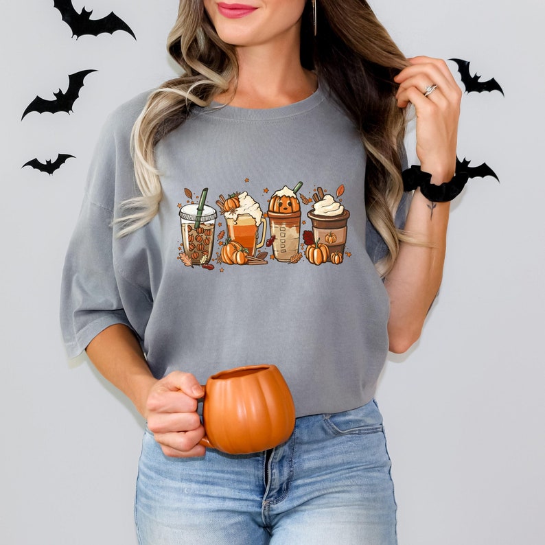 Fall Coffee Pumpkin Shirt, Coffee Latte Shirt,Halloween Shirt, Fall Shirt,Retro Halloween Shirt,Pumpkin Shirt 
 TD1508 07