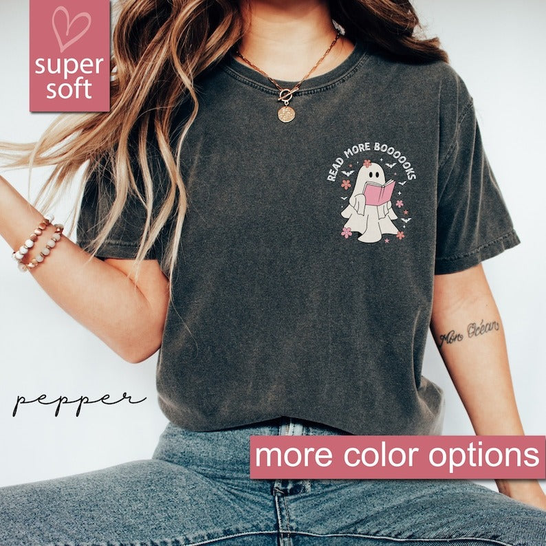 Ghost Reading Books Shirt, Bookish Halloween Shirt, Teacher Librarian Halloween Gift, Halloween Book Lover, Halloween School