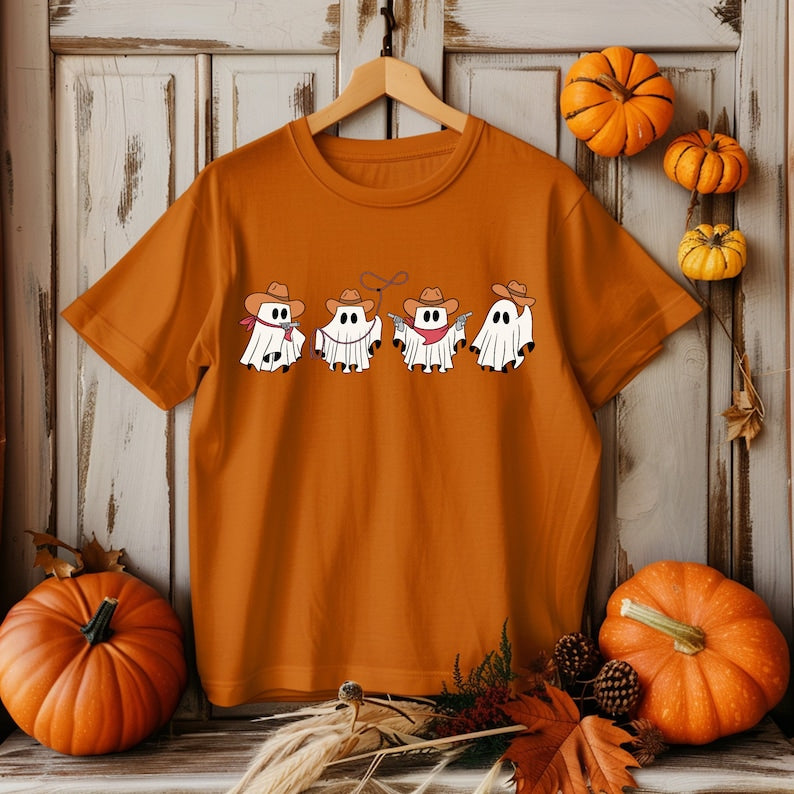 Cowboy Ghosts Shirt, Halloween Cowgirl Ghosts Shirt,Howdy Halloween Shirt Shirt, Ghost Boo Shirt, Western Cute Ghost Shirt, BooHaw Shirt, Spooky Season HW0808 03