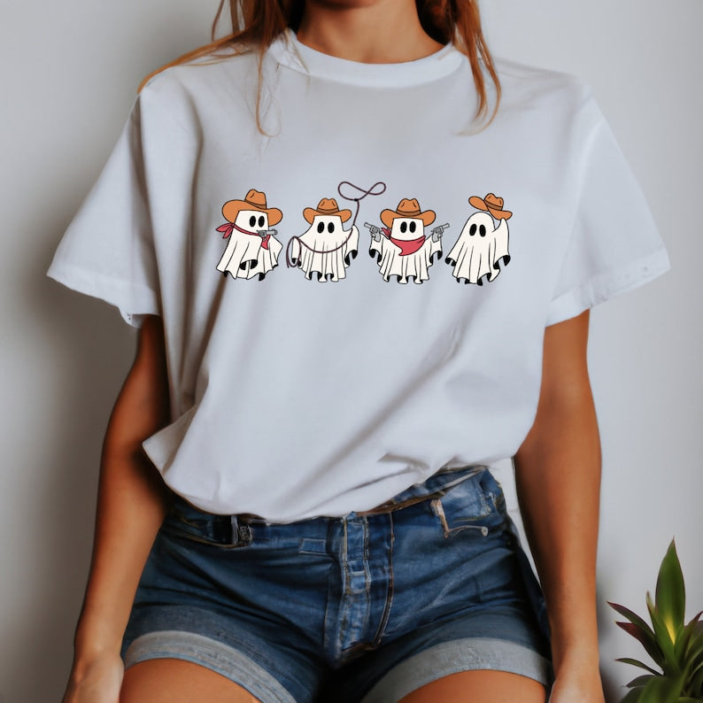 Cowboy Ghosts Shirt, Halloween Cowgirl Ghosts Shirt,Howdy Halloween Shirt Shirt, Ghost Boo Shirt, Western Cute Ghost Shirt, BooHaw Shirt, Spooky Season HW0808 03