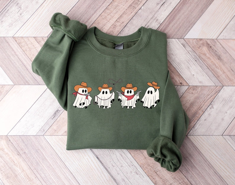 Cowboy Ghosts Shirt, Halloween Cowgirl Ghosts Shirt,Howdy Halloween Shirt Shirt, Ghost Boo Shirt, Western Cute Ghost Shirt, BooHaw Shirt, Spooky Season HW0808 03