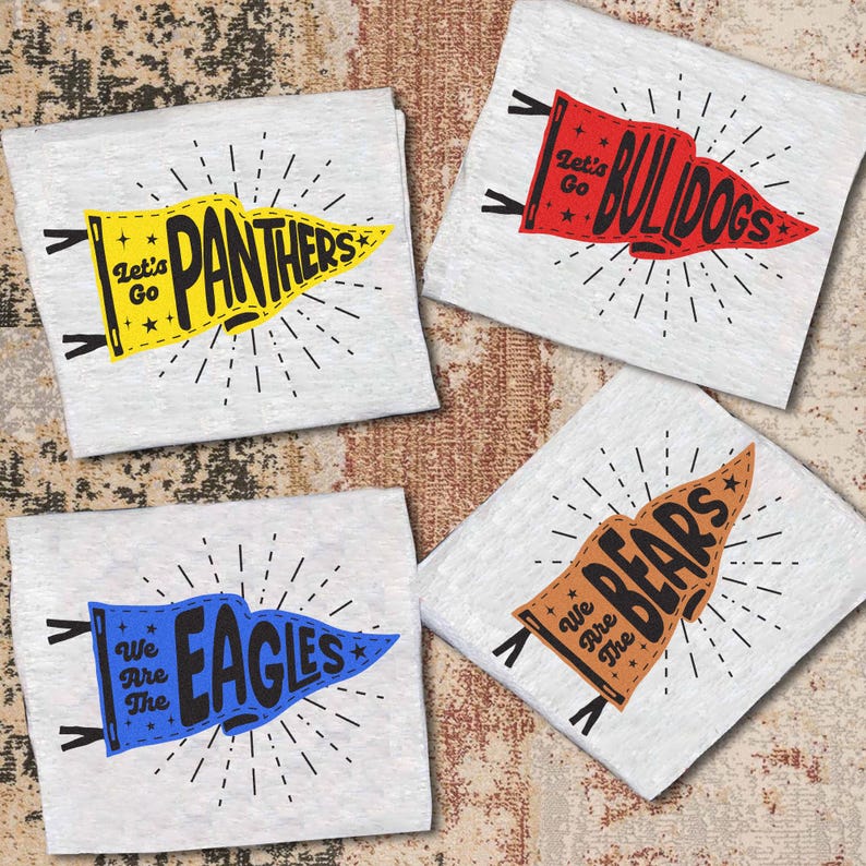 Custom Mascot Pennants Flag Shirt, Pennant Mascot Shirt, School Spirit Shirt, Matching Team Tee, Homecoming Pennant Color, Custom Colors 
 TD1508 03