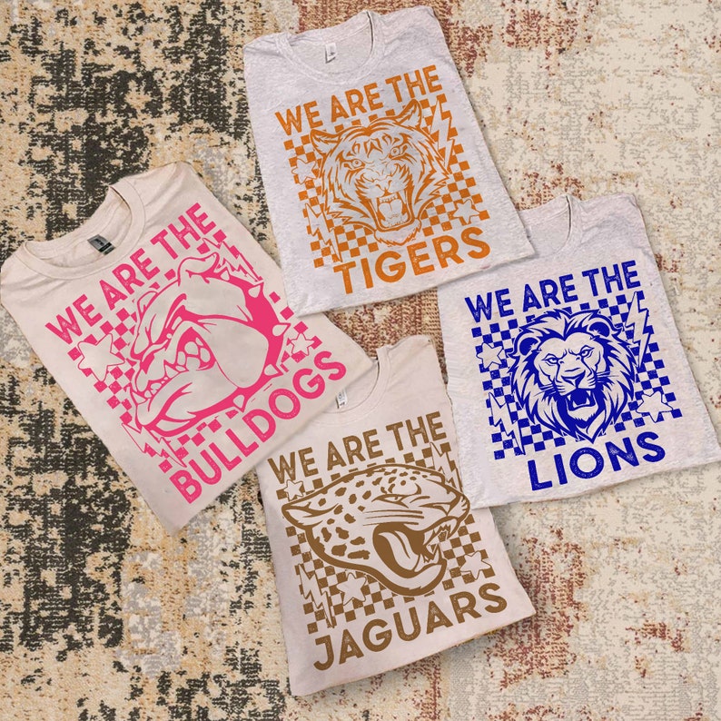 Custom Vintage Checkerboard We Are Mascot School Name Shirt, Favorite Team Shirt, Custom Mascot Retro Shirts, Mascot shirt SC1408 03