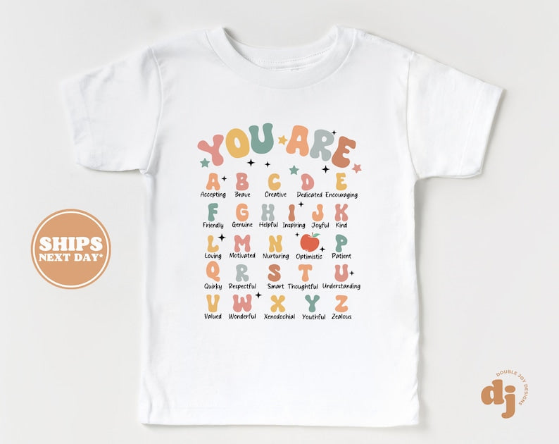 Back to School Shirt - You Are Alphabet Kids Shirt - First Day of School Natural Retro Toddler & Youth Tee 
 TD1308 10