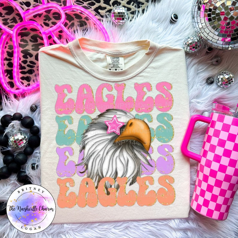 Preppy Star Eyes Favorite Team Tshirt, Team Mascot Shirt, School Team Tee, Favorite Team Shirt, School logo shirt, Custom Sweatshirt Upgrade SC0808 12