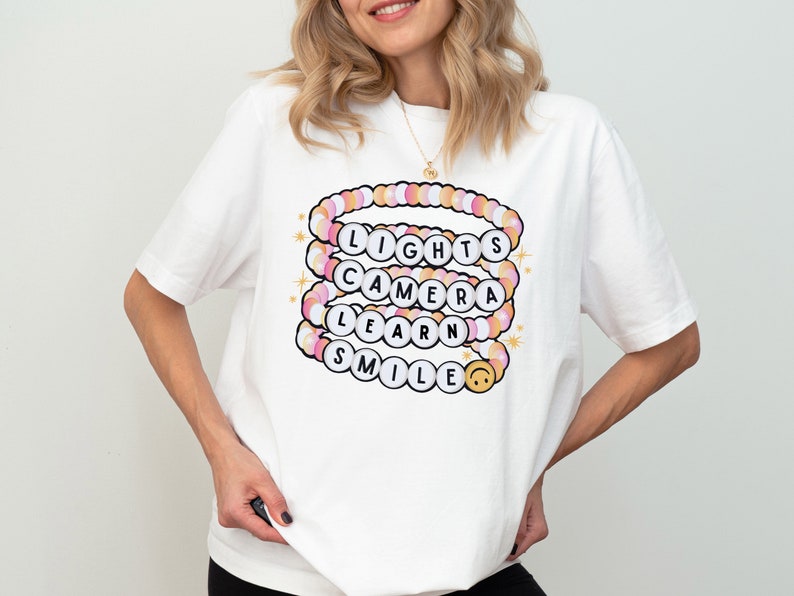 Lights Camera Teach Smile Shirt, Teacher Groovy Shirt, Back To School Shirt, First Day of School Teacher Shirt, Teacher Appreciation Shirt TD1308 15