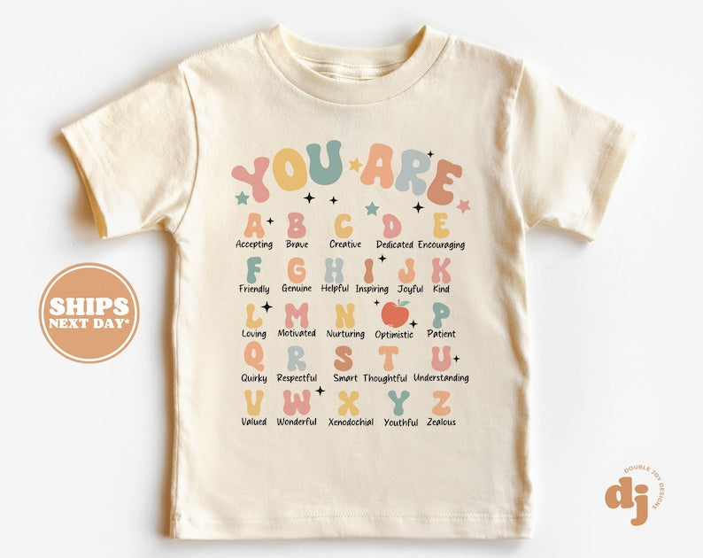 Back to School Shirt - You Are Alphabet Kids Shirt - First Day of School Natural Retro Toddler & Youth Tee 
 TD1308 10