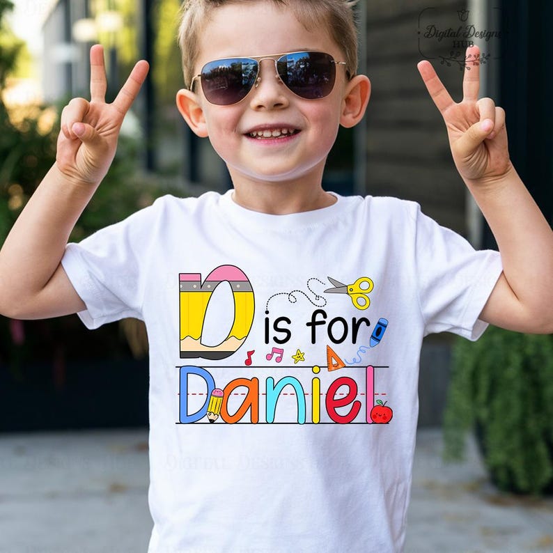 Custom Kids Name Shirt For Back To School ,Custom Alphabet Shirt, Custom First Day Of School Kid Shirt, 1st Day Of School Shirt TD0908 05