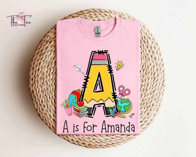 Kids Alphabet Shirt, Personalized Kids Shirt, Custom Name School Shirt, Back to School Gift For Students,Gift For Kids,School Shirt For Kids TD0908 06