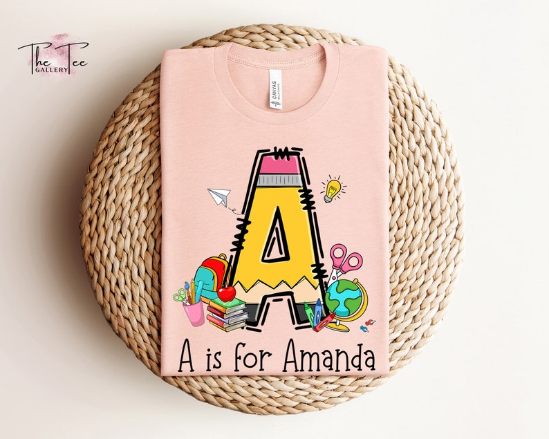 Kids Alphabet Shirt, Personalized Kids Shirt, Custom Name School Shirt, Back to School Gift For Students,Gift For Kids,School Shirt For Kids TD0908 06