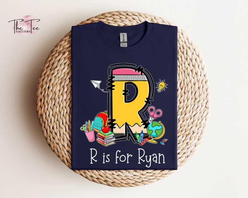 Kids Alphabet Shirt, Personalized Kids Shirt, Custom Name School Shirt, Back to School Gift For Students,Gift For Kids,School Shirt For Kids TD0908 06