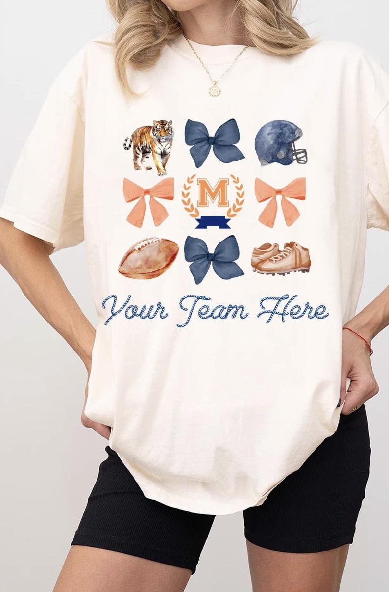 Custom Bow School Shirt, Bow Mascot Shirt, School Spirit, Custom Mascot Shirt, Football Shirt, Football Team, Football Bow, Coquette, Girly 
 SC0808 15