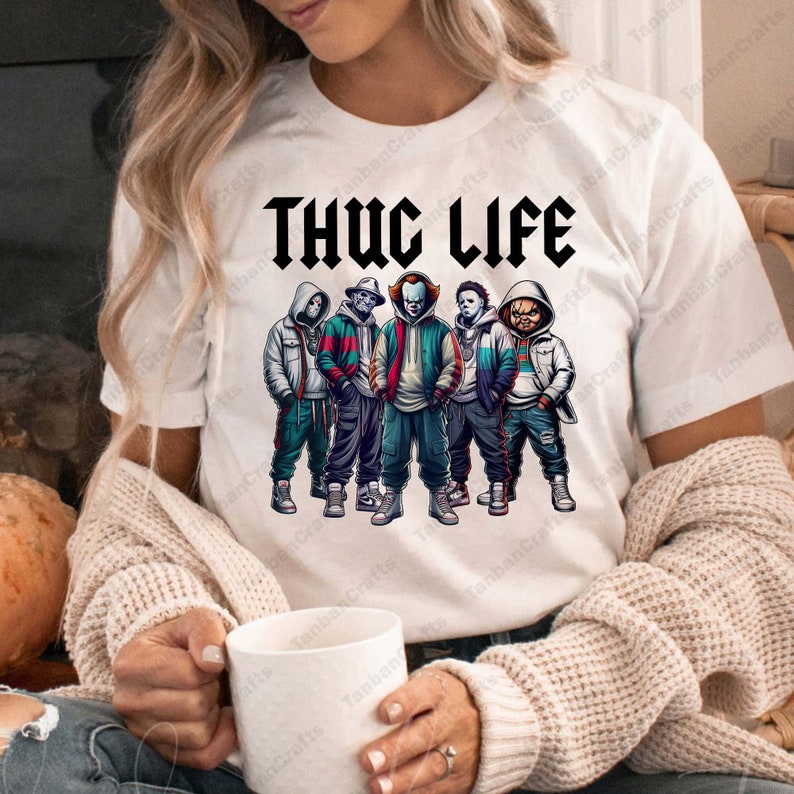 Thug Life Horror Movie Shirt, Friends Horror Characters Shirt, Horror Movie Killers Shirt, Scary Shirt, Halloween Shirt, Friend Horror Shirt HW0808 06