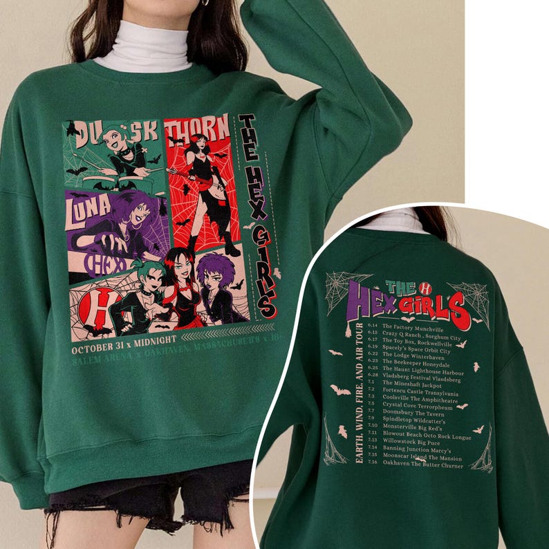 The Hex Girls Rock Band 2 Sided Sweatshirt Hoodie, The Hex Girls Tour Shirts, The Hex Girls Rock Band Music Tee, Halloween Outfit