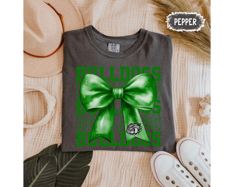Personalized Team Mascot Bow Shirt, Game Day Shirt, Coquette Bow School Spirit Shirt, Footbal Team Shirt, Cheer Mascot, Sport Mom Shirt TD1508 01