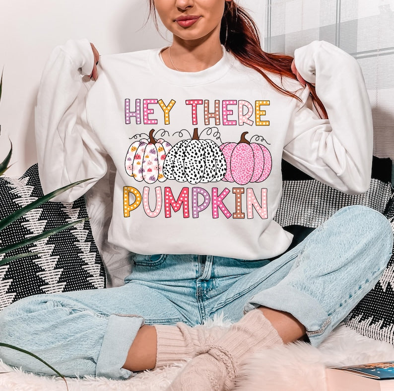 Hey There Pumpkin Shirt, Retro Fall Shirt, Pumpkins Shirt, Fall T Shirt Design, Thanksgiving Shirt, Dalmatian Doodle Shirt, Sublimation, gift 
 TD1508 21