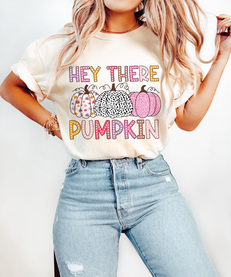 Hey There Pumpkin Shirt, Retro Fall Shirt, Pumpkins Shirt, Fall T Shirt Design, Thanksgiving Shirt, Dalmatian Doodle Shirt, Sublimation, gift 
 TD1508 21