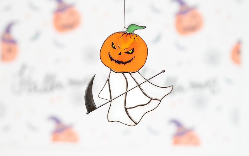 Halloween Stained Glass Window Hangings Pumpkin Suncatcher Custom Stained Glass Halloween Decor Ghost Painting ORHA2208