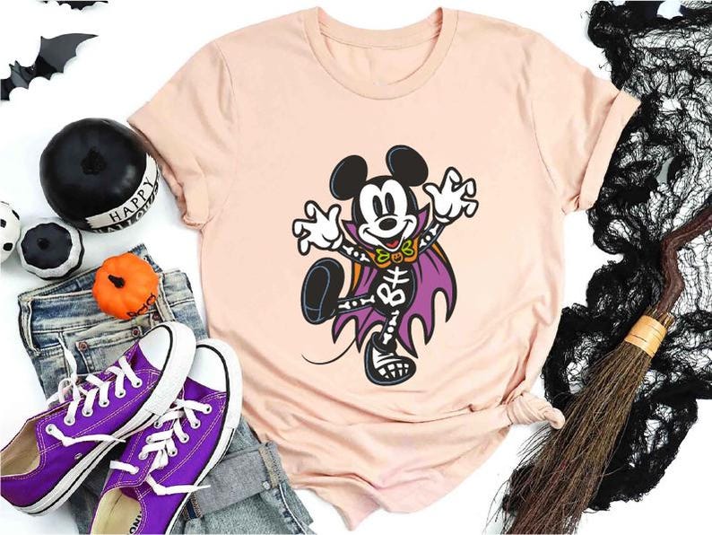 Disney Scary Mickey Mouse T-Shirt, Mickey Ghost Tee, Disney Halloween Sweatshirt, Halloween Disney Family Trip, Mickey Skeleton Shirt 
 TD1508 09