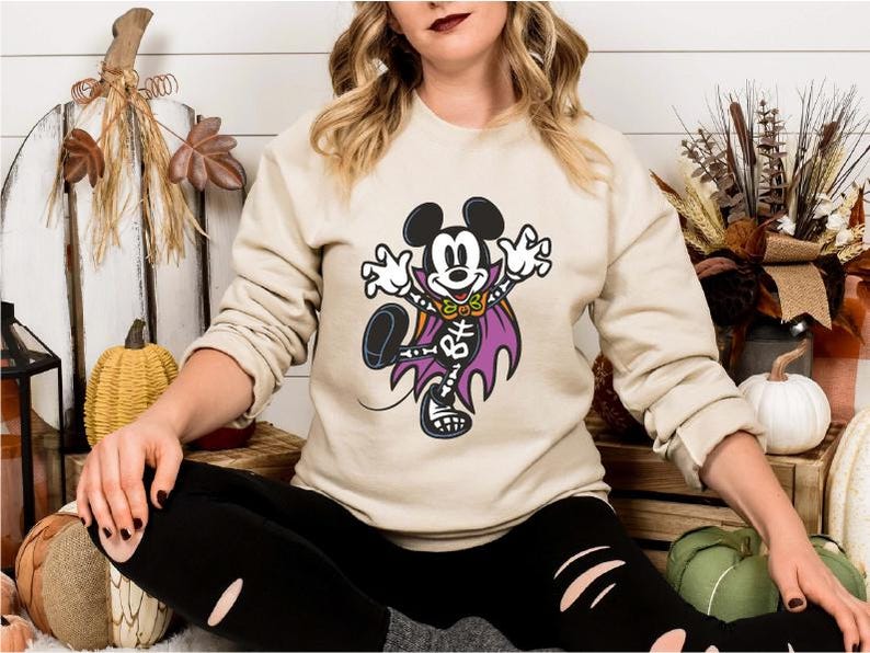 Disney Scary Mickey Mouse T-Shirt, Mickey Ghost Tee, Disney Halloween Sweatshirt, Halloween Disney Family Trip, Mickey Skeleton Shirt 
 TD1508 09