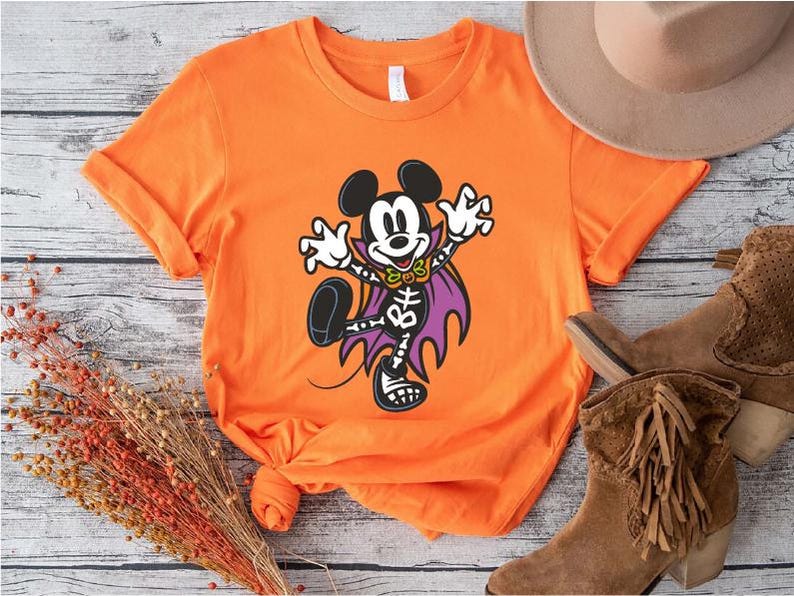 Disney Scary Mickey Mouse T-Shirt, Mickey Ghost Tee, Disney Halloween Sweatshirt, Halloween Disney Family Trip, Mickey Skeleton Shirt 
 TD1508 09