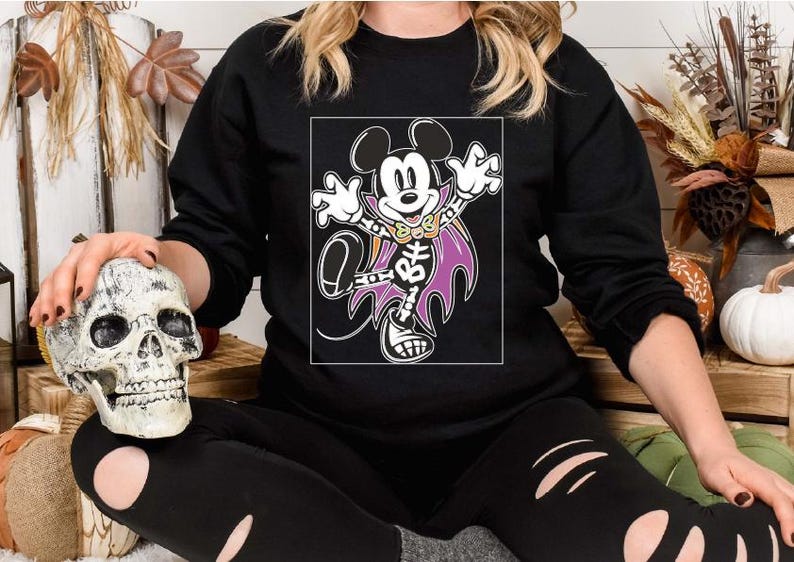 Disney Scary Mickey Mouse T-Shirt, Mickey Ghost Tee, Disney Halloween Sweatshirt, Halloween Disney Family Trip, Mickey Skeleton Shirt 
 TD1508 09